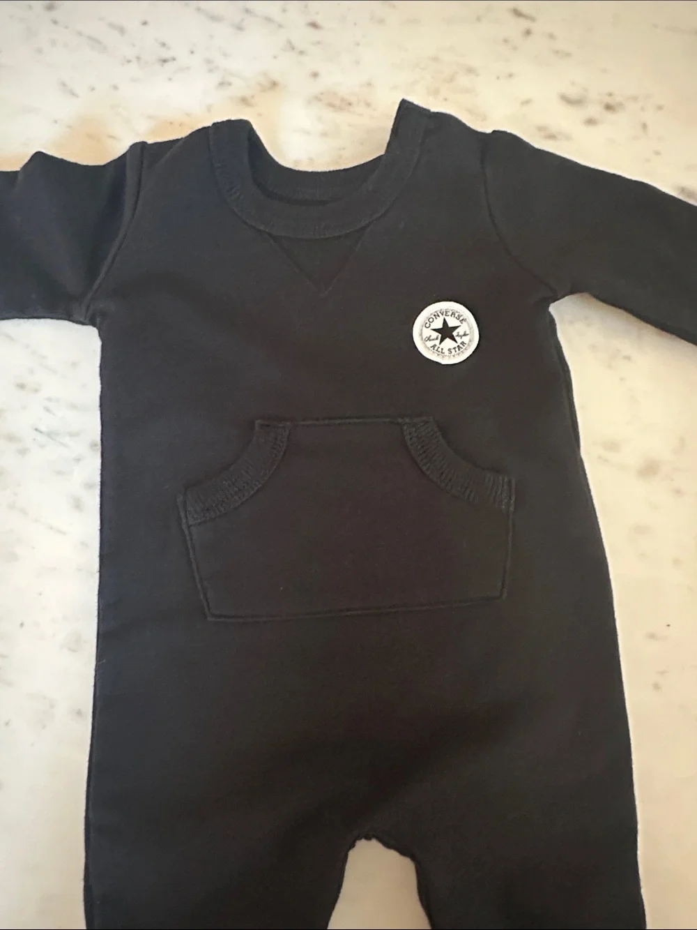 Converse Black Long-Sleeve Baby One-Piece with Chest Logo